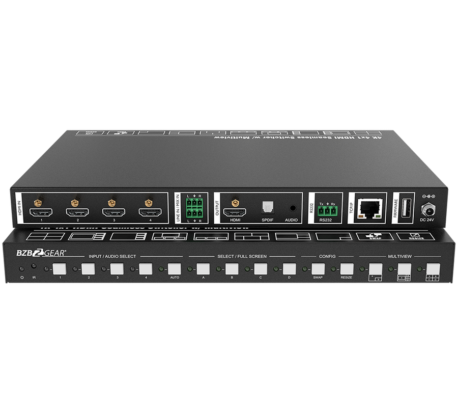 4X1 4K UHD HDMI Seamless Switcher Scaler and MultiViewer with IP/RS232 Control and Audio De-embedding