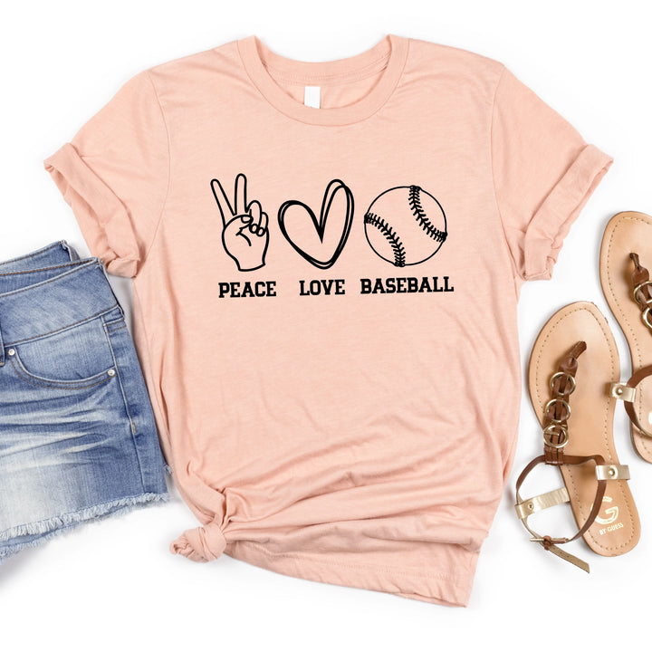 Peace Love Baseball | Short Sleeve Crew Neck