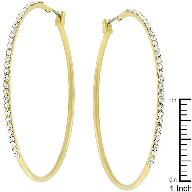 Goldtone Crystal Hoop Earrings