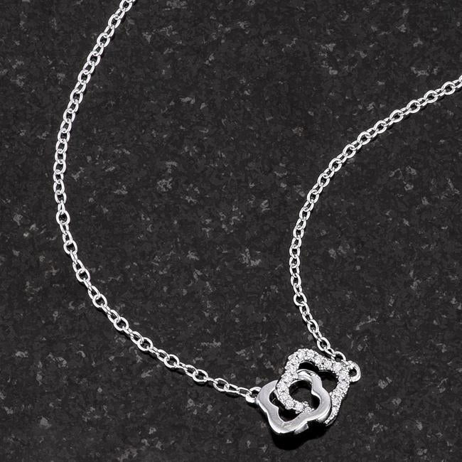 Rhodium Necklace with Floral Links