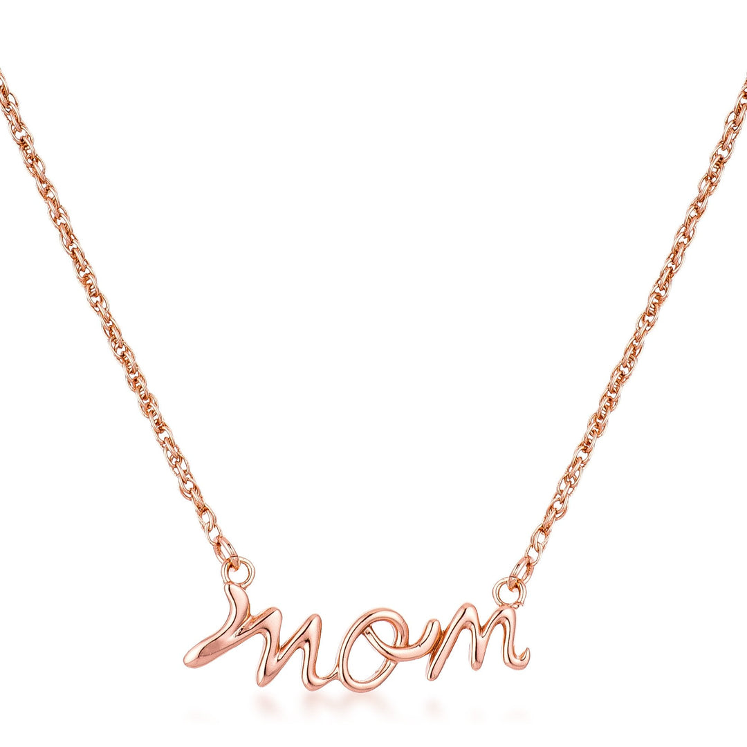 Rose Gold Plated Mom Script Necklace