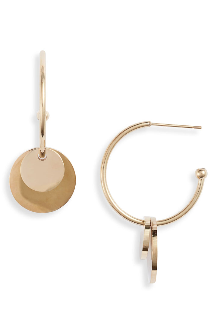 Disk Charm Hoops Gold