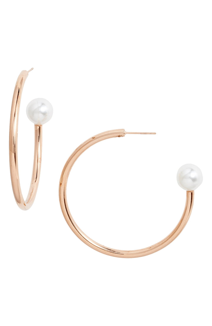 Pearl End Hoop Earrings | More Colors Available