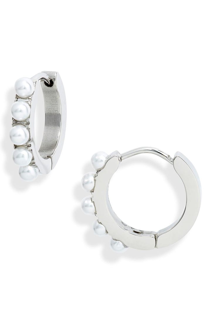 Bold Pearl Mini Hoop Earrings | More Colors Available