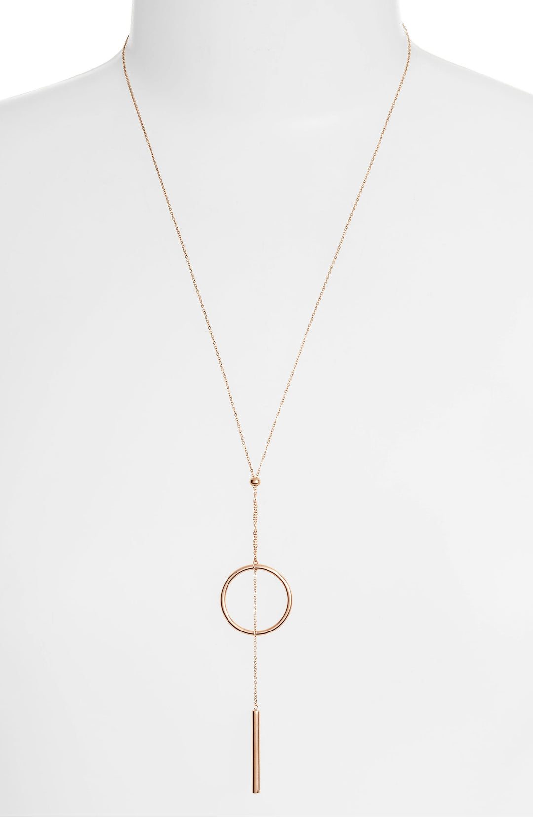 Long Drop Necklace - Rose Gold