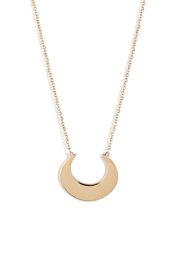 Solid Crescent Focal Necklace - Gold