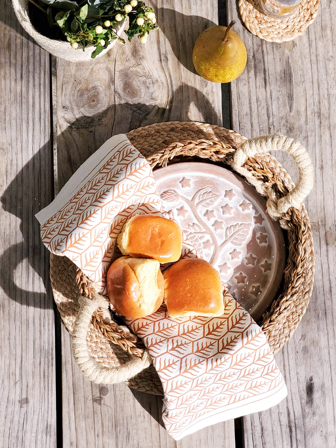 Bread Warmer & Basket Gift Set with Tea Towel - Owl Round