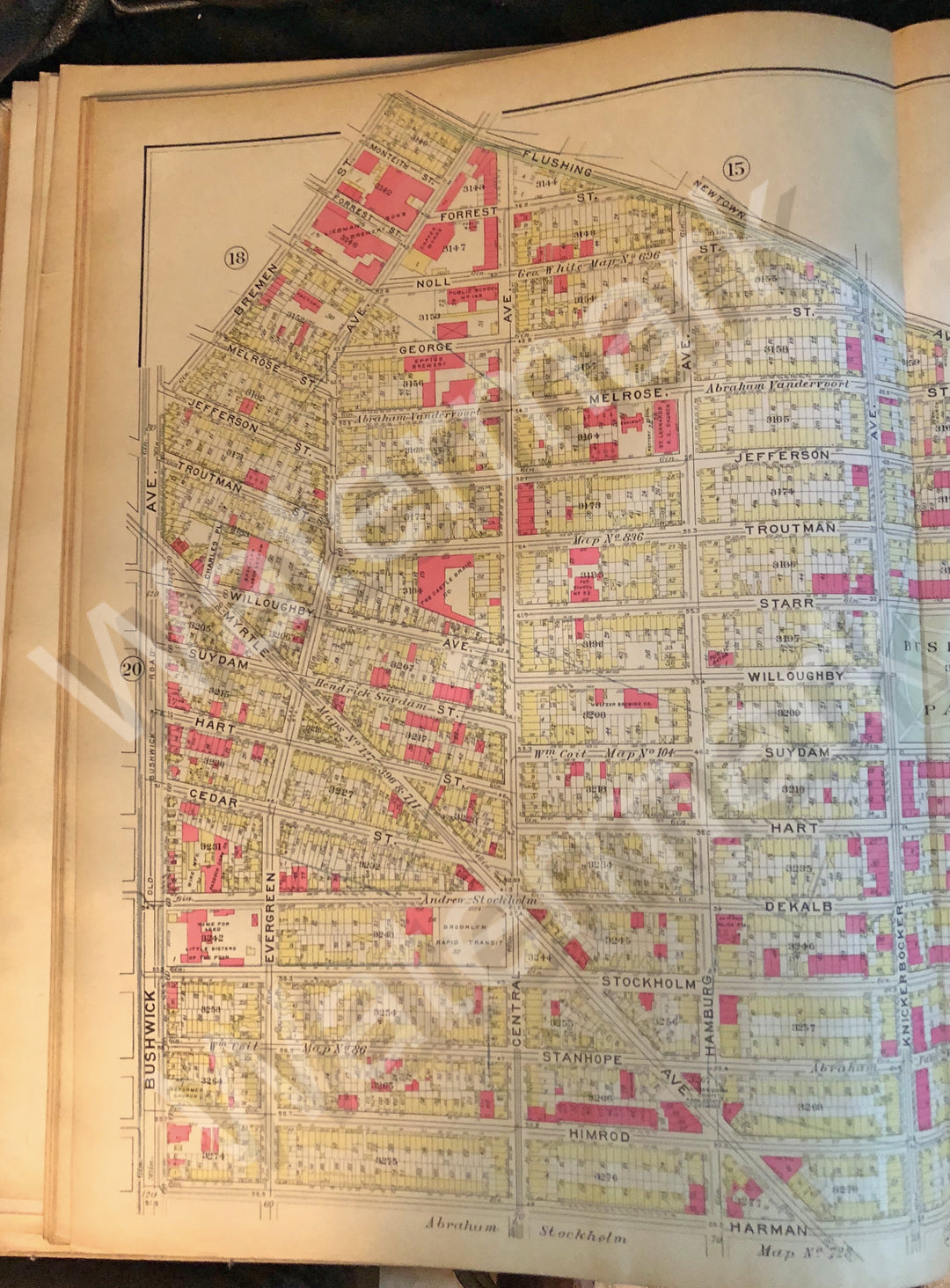 Antique Brooklyn Map 1908 Plate 17 Part of Section 2 - Bushwick Park Myrtle Irving Wyckoff ++ - Deal Changer