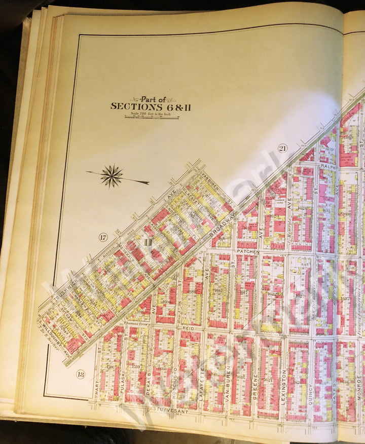 Antique Brooklyn Map 1908 Bushwick Broadway Hamburg Linden Myrtle Irving Wyckoff Gates + - Deal Changer