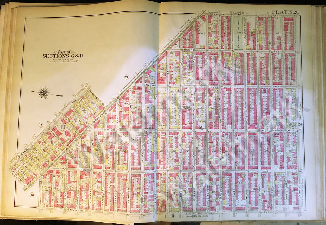 Antique Brooklyn Map 1908 Bushwick Broadway Hamburg Linden Myrtle Irving Wyckoff Gates + - Deal Changer