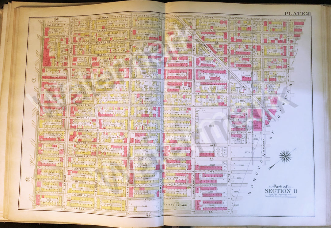 Brooklyn Map 1908 Bushwick Broadway Hamburg Linden Myrtle Irving Wyckoff Gates Bleecker + - Deal Changer
