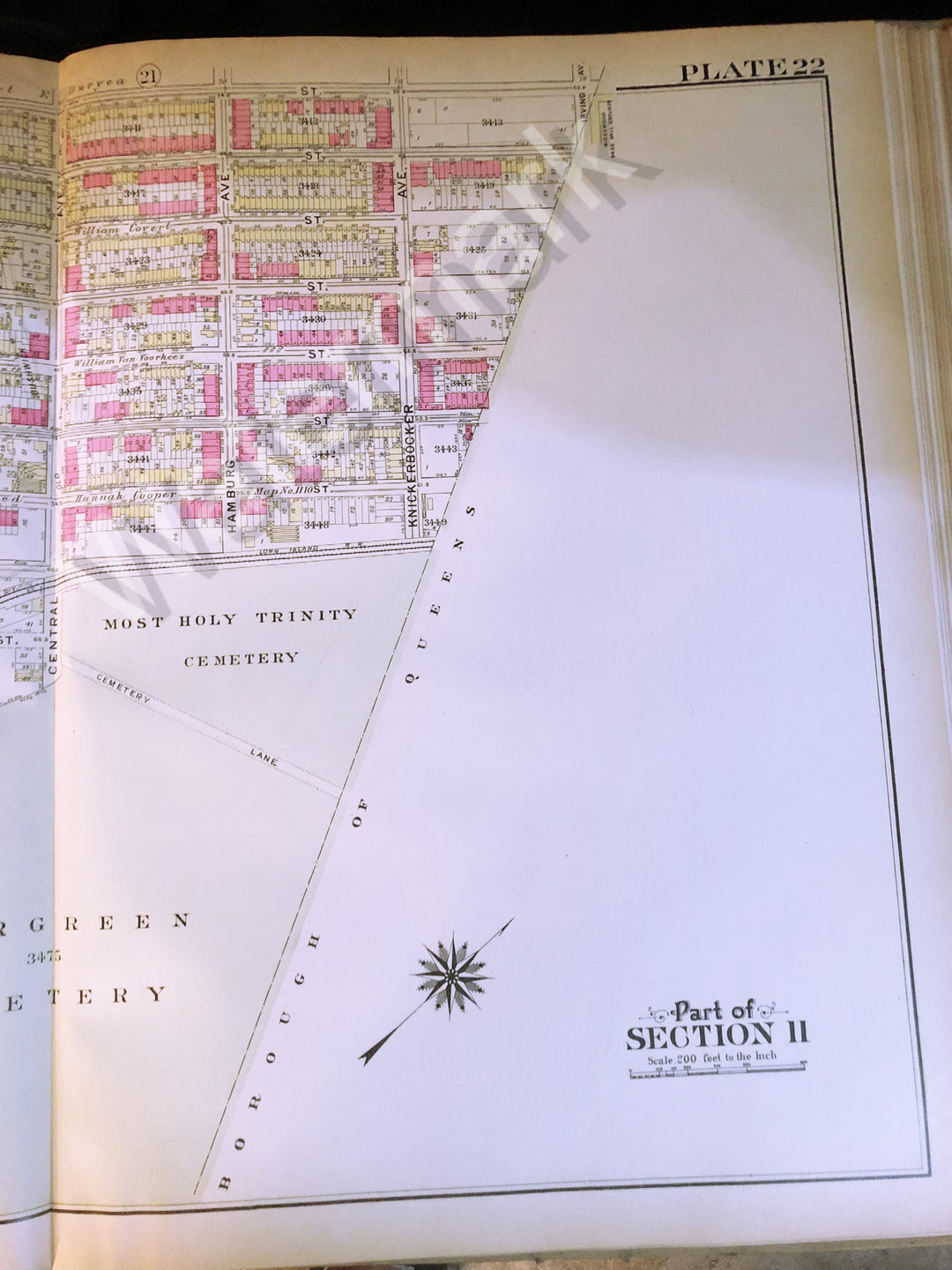 Brooklyn Original Map 1908 Bushwick Cooper Evergreen & Holy Trinity Cemetery +++ - Deal Changer