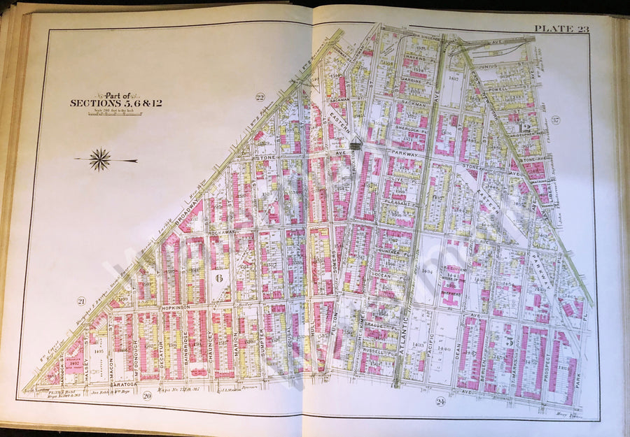 Brooklyn Original Map 1908 Eastern Parkway Boardway Atlantic Broadway Fulton ++ - Deal Changer