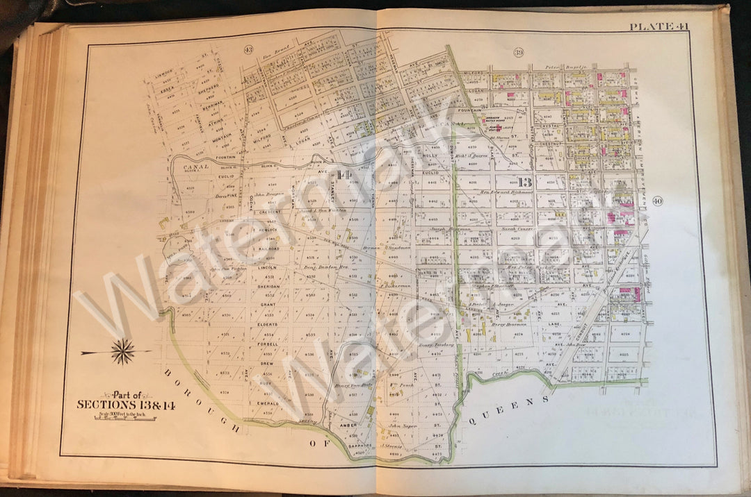 Brooklyn Map 1908 Vintage 22.5" x 32" Cozine Old Mill Rd Standley Vandalia Ave + - Deal Changer