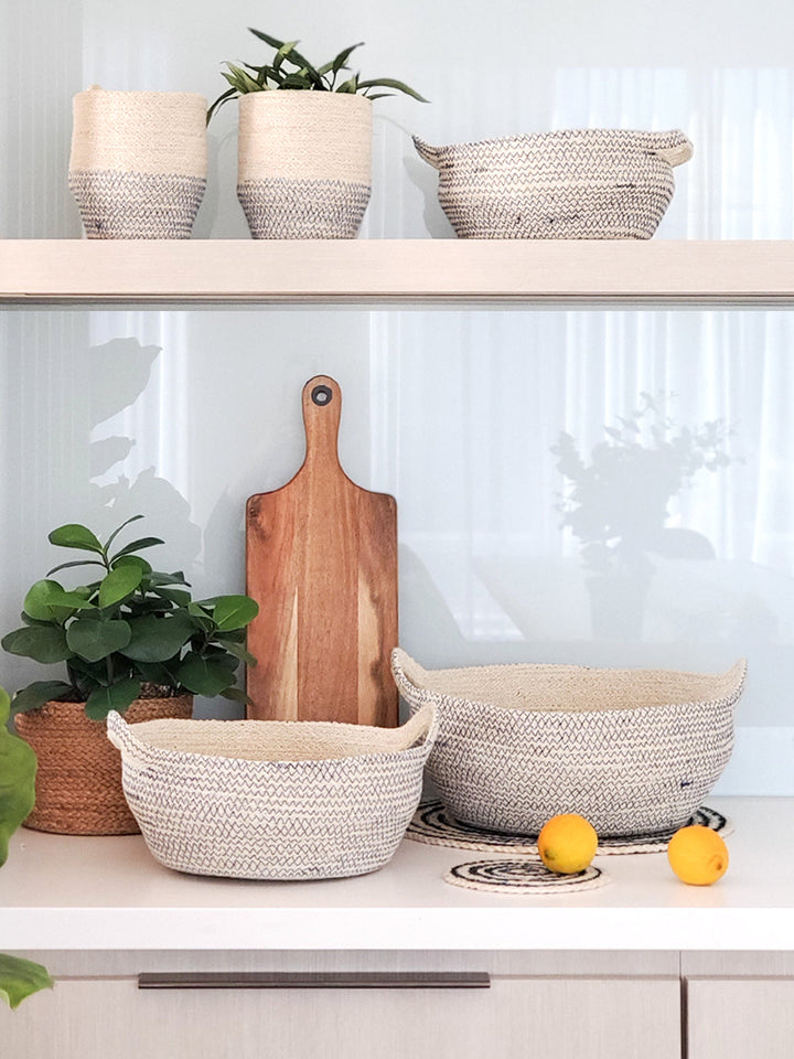 Amari Fruit Bowl - Black Jute Basket - Eco Home Decor