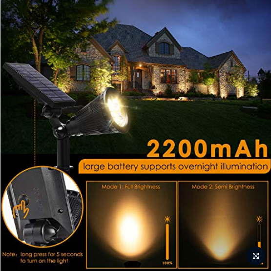 4 Pack Water Proof Solar Spot Lights Backyard 2200mAh lithium 6000K Backyard