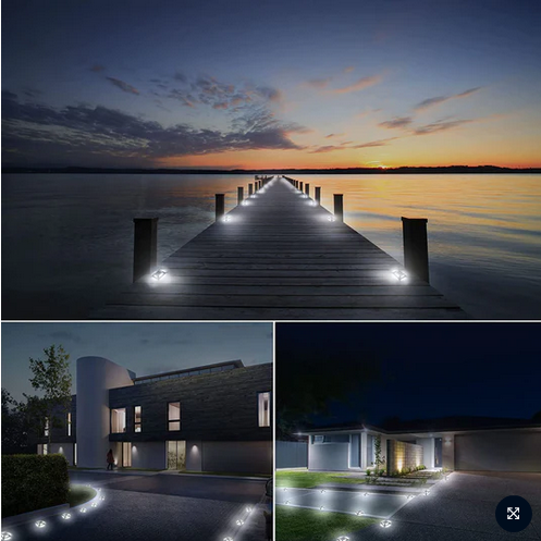 12 LED Backyard Solar Dock Lights Outdoor Deck Driveway Lights