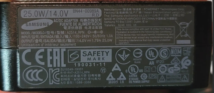 Samsung Monitor TV AC/DC Adaptador Fuente de alimentación A2514_RPN 14V 1.79A 25W