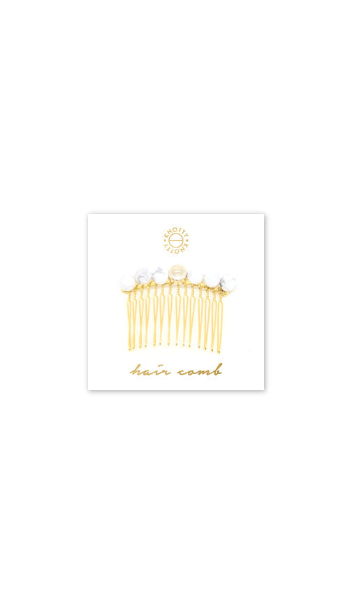 Tessa Hair Comb | White Howlite/Gold