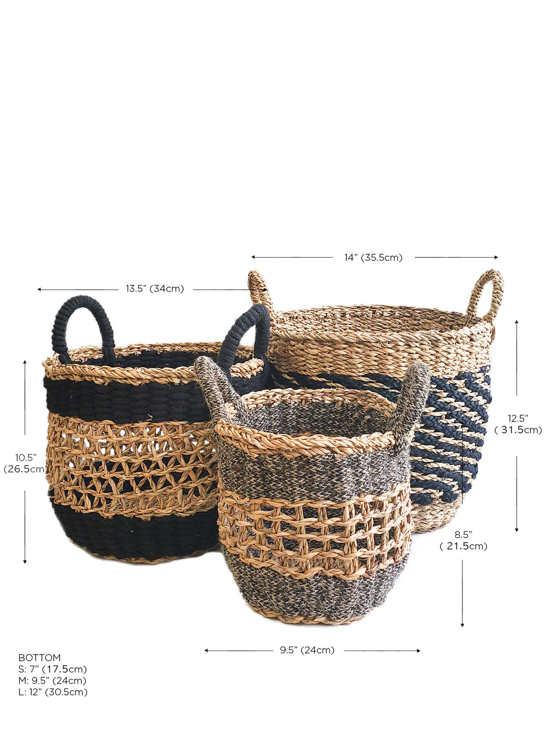Ula Mesh Basket - Black Seagrass Jute Home Decor