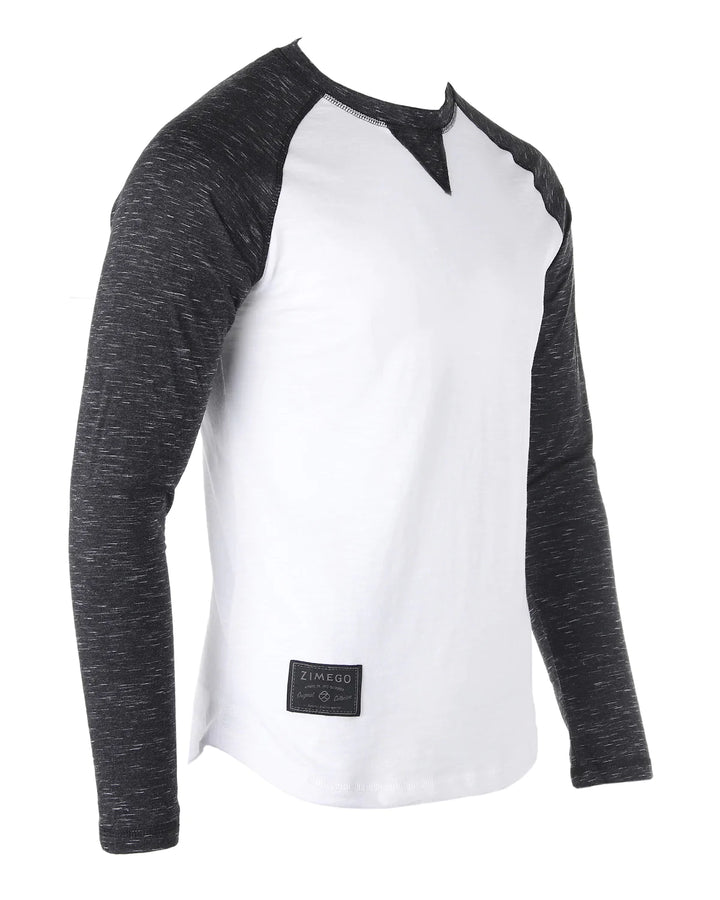 ZIMEGO Men Athletic Fit Baseball Retro Contrast Long Sleeve Raglan T-Shirt