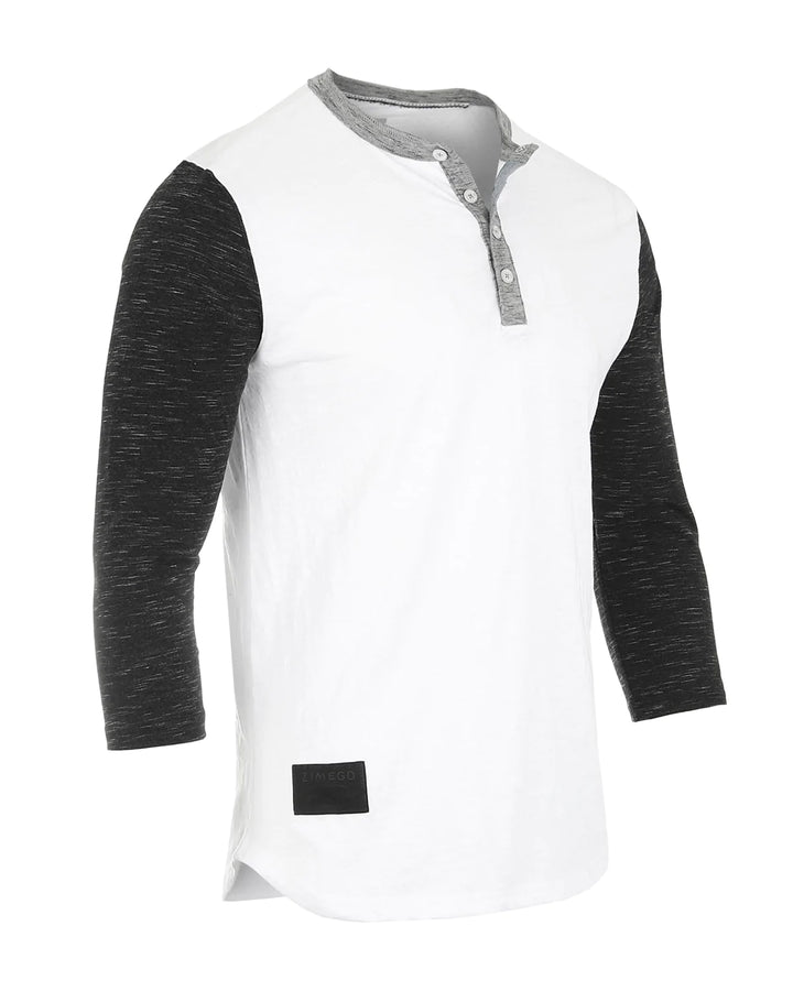 ZIMEGO Men's 3/4 Sleeve Baseball Henley – Casual Athletic Button Crewneck Shirts