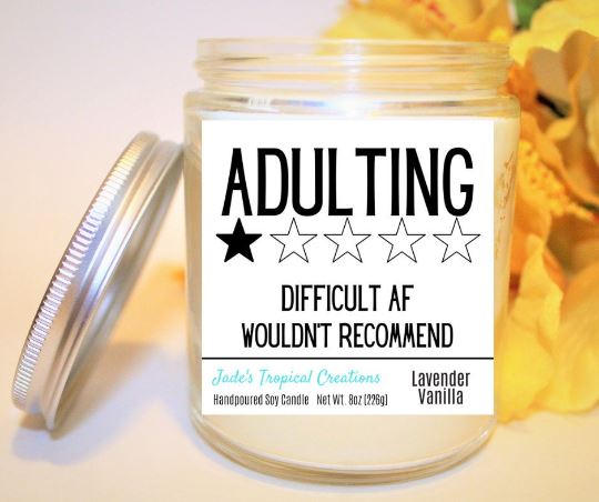 Adulting Is Hard Sarcastic Candle