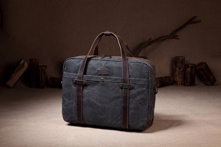 Briefcase for Men Water Resistant Waxed Canvas Messenger Bag Fits 15.6 in Laptop Man Bag Vintage Leather Bag Briefcases-14