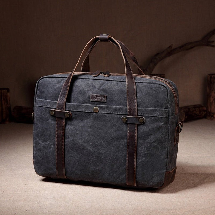 Briefcase for Men Water Resistant Waxed Canvas Messenger Bag Fits 15.6 in Laptop Man Bag Vintage Leather Bag Briefcases-7