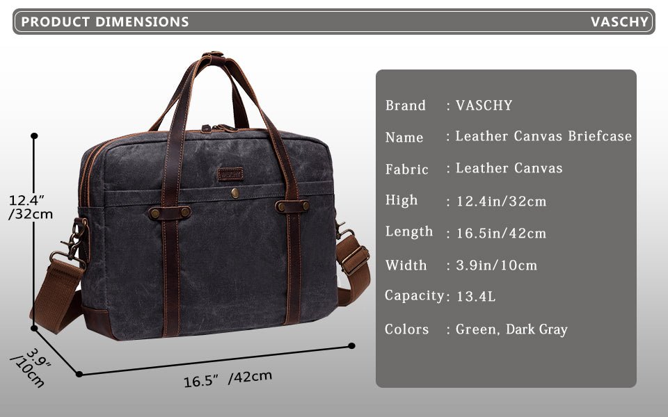 Briefcase for Men Water Resistant Waxed Canvas Messenger Bag Fits 15.6 in Laptop Man Bag Vintage Leather Bag Briefcases-5