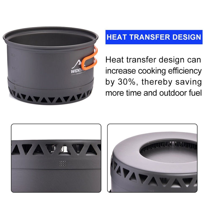 Camping Cookware 2.3L Set Pots Outdoor Cooking Heat Cooker Travel Tableware Bowler Tourist Kitchen Pot Utensil Equipment