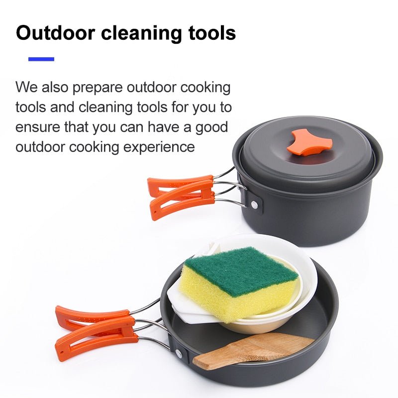 Camping Outdoor Cookware Set Tableware Cooking Cutlery Utensils Hiking Picnic Travel Equipment Tourist Cooker Fishing