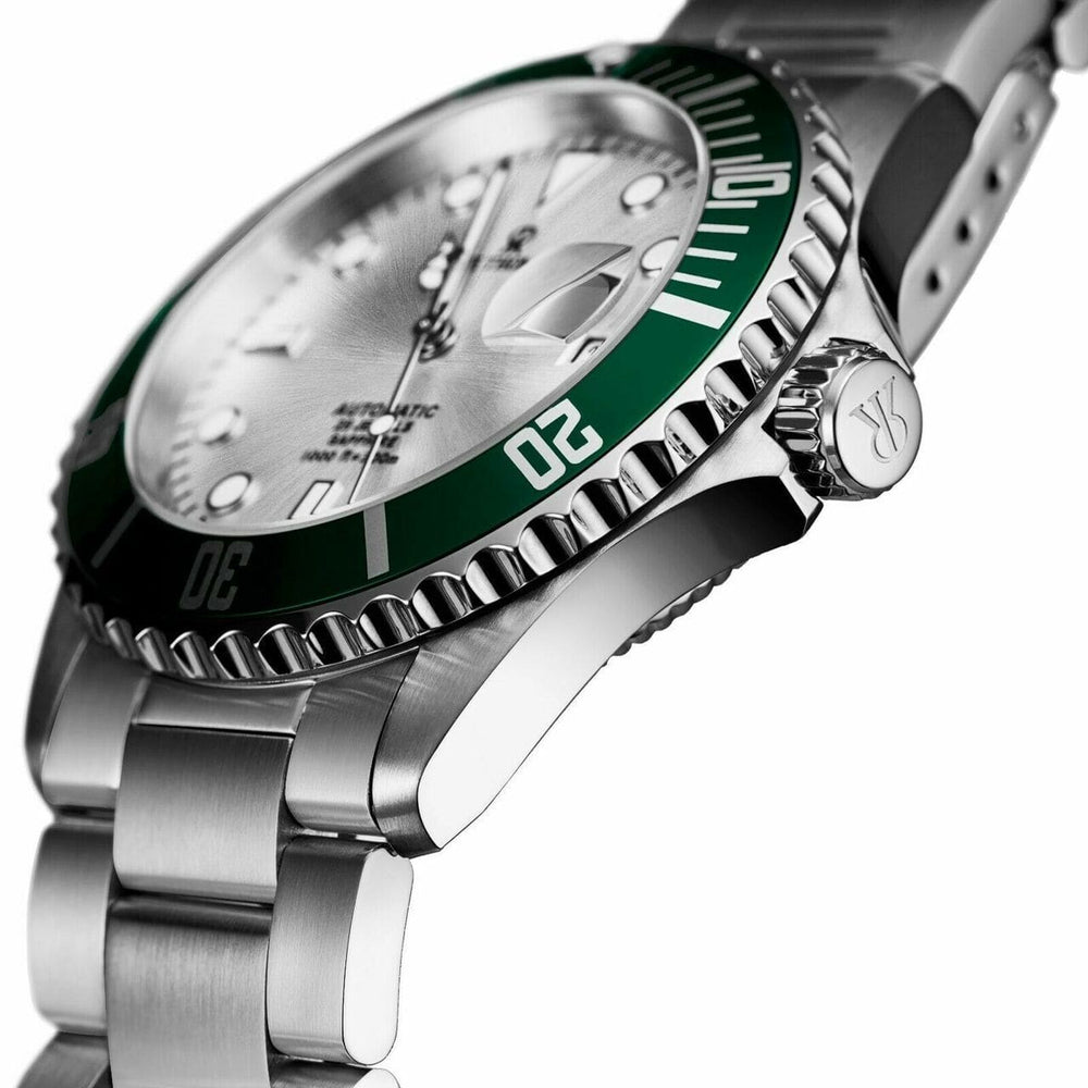 Revue Thommen 17571.2124 Diver Silver Dial Green Bezel Men's Stainless Steel Swiss Watch-1