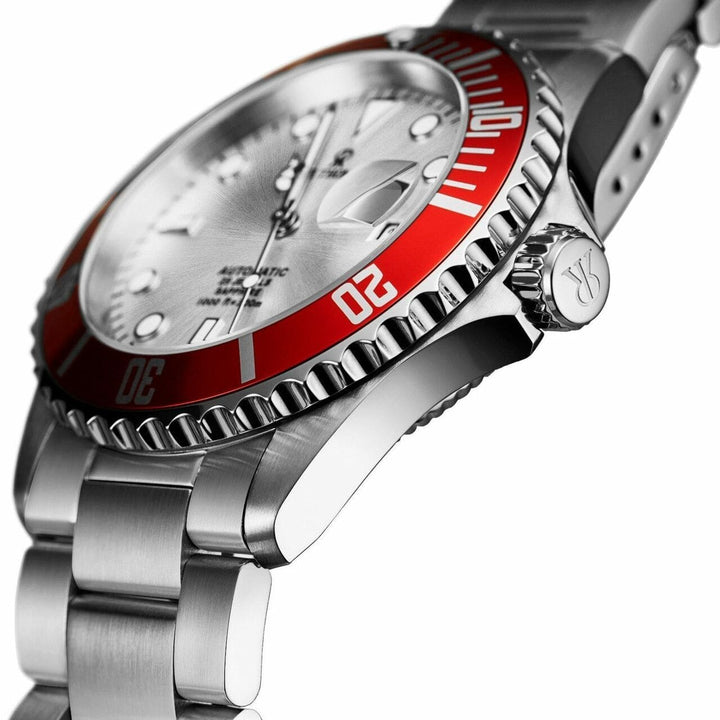 Revue Thommen 17571.2126 Diver Silver Dial Red Bezel Stainless Steel Swiss Watch-1