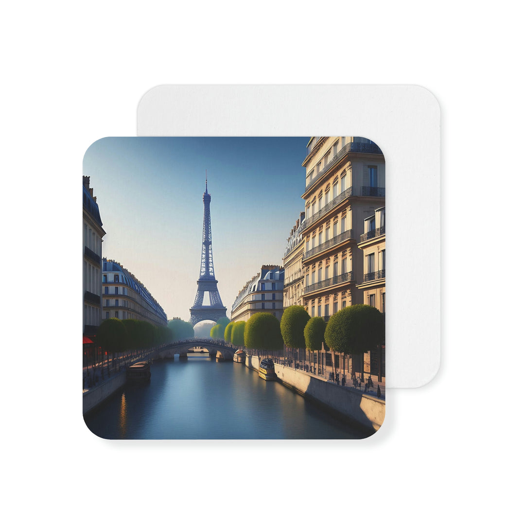 France Cityscape Waterfront Eiffel Tower Coasters (50, 100 pcs) | 8K High Res | Fine Art Home Decor