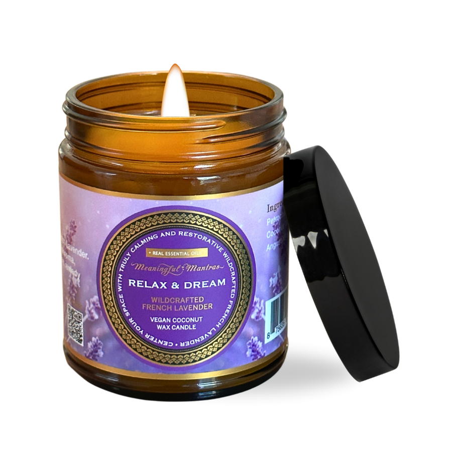 Relax & Dream Wildcrafted French Lavender Aromatherapy 8oz Candle-0