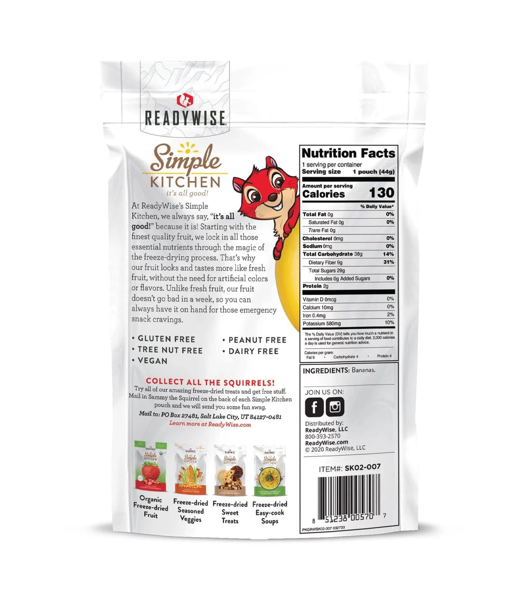6 CT Case Simple Kitchen Freeze-dried Bananas 3 Year