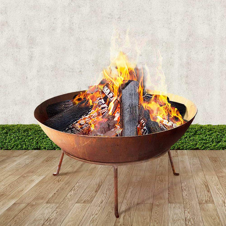 Fire Pit Outdoor Heater Charcoal Rustic Burner Steel Fireplace 70CM