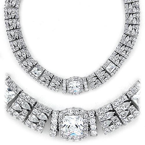 LOAS1305 - Rhodium 925 Sterling Silver Necklace with AAA Grade CZ  in Clear