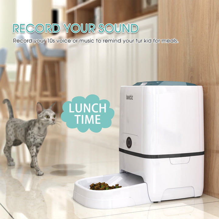 Lseebiz Automatic Pet Feeder 6L Smart Feeder Dog Cat Food Dispenser Voice Recording , Timer Programmable , IR Detect , 8 Meals-9