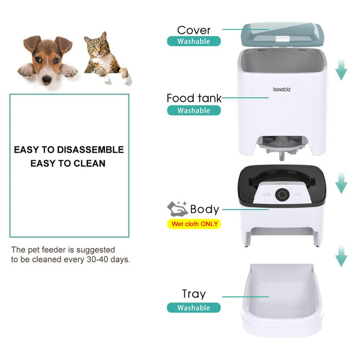 Lseebiz Automatic Pet Feeder 6L Smart Feeder Dog Cat Food Dispenser Voice Recording , Timer Programmable , IR Detect , 8 Meals-11