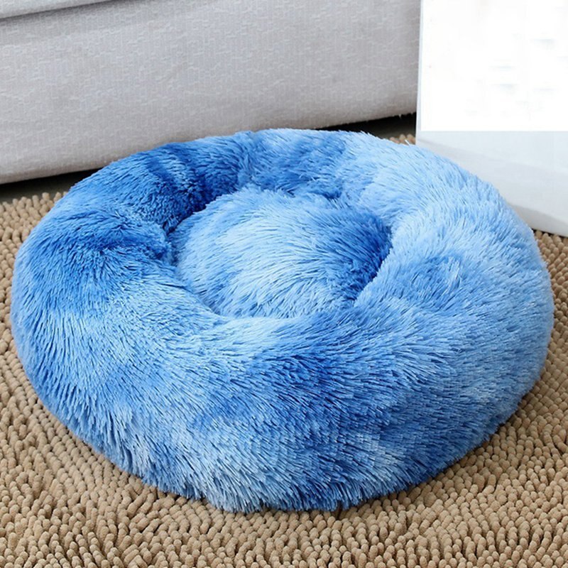 Round Cat Bed Warm Sleeping Cat Nest For Dogs Basket Pet Products Cushion Soft Long Plush Cat Pet Bed Mat Cat House Animals Sofa