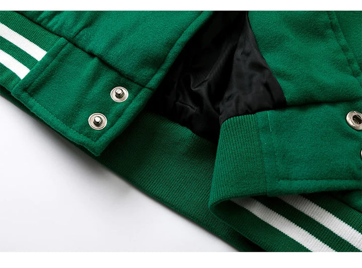 Patchwork Color Furry Embroidery Baseball Jackets Men Autumn Vintage High Street Harajuku Baggy Bomber Coats Streetwear