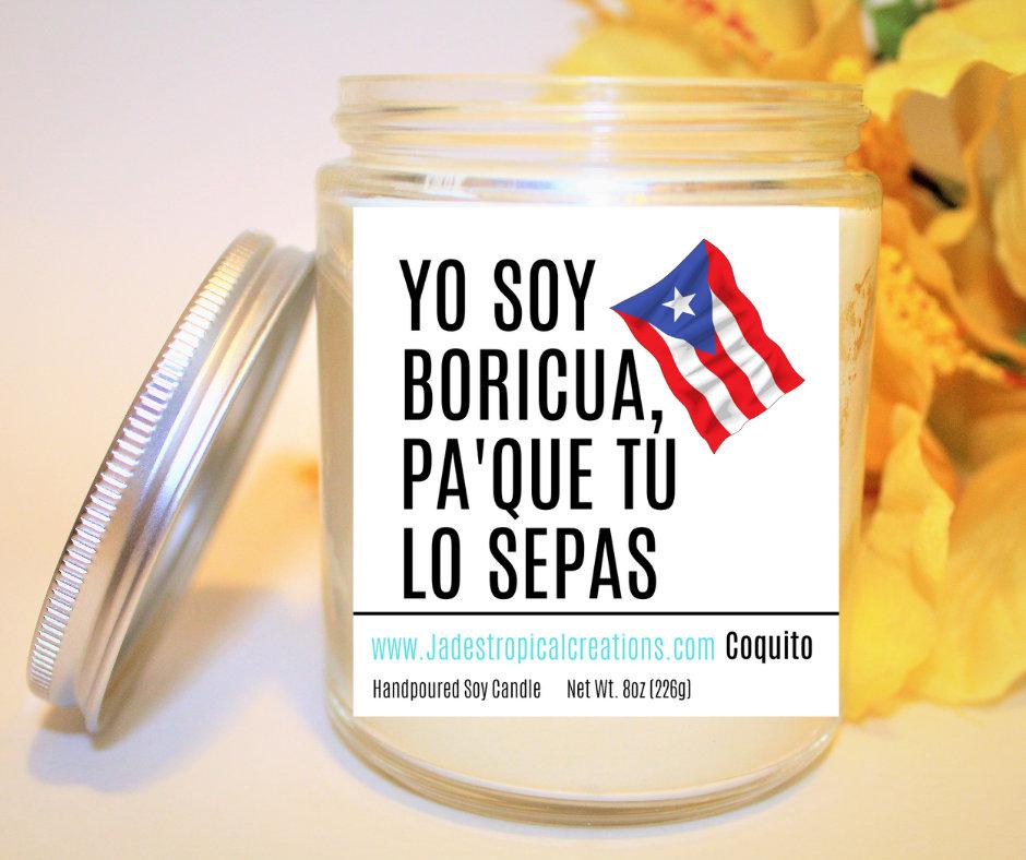 Yo Soy Boricua Spanish Candle